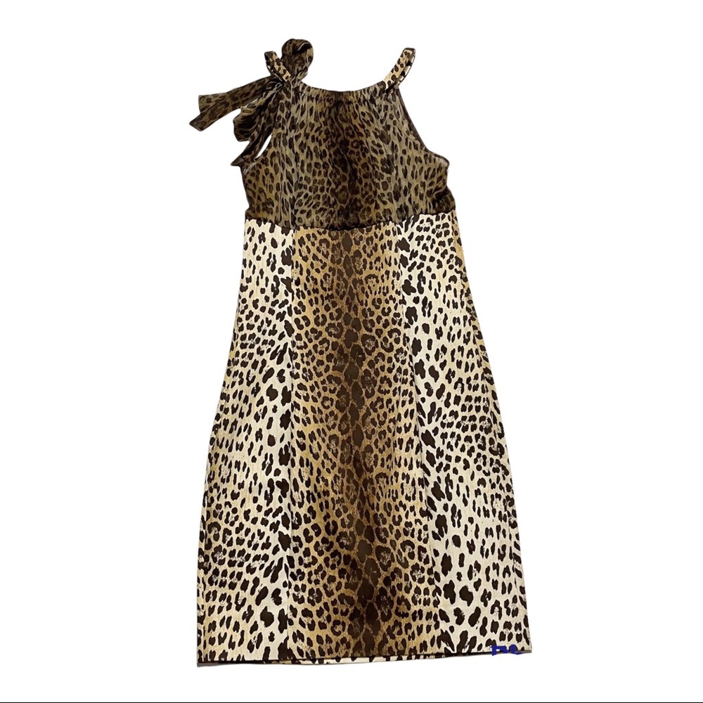 Love Moschino Leopard Cheetah Print Sleeveless Midi Dress Bow Decoration Size 6 - Picture 7 of 7